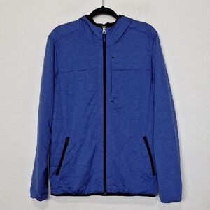 Marmot Men’s Blue Zip Pockets Outdoor Sporty Full Zip Hooded Jacket Size M